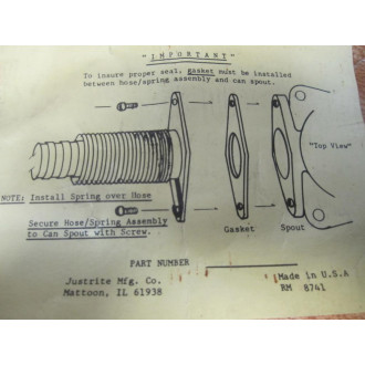 Justrite Mfg. 11077 Flex HoseSpring Assy. - New No Box