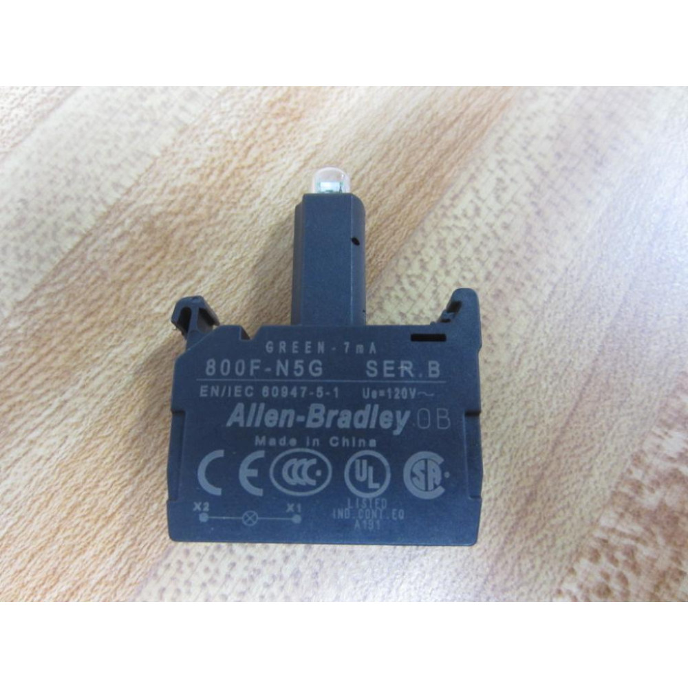 Allen Bradley 800F-N5G Contact Block 800FN5G Green Series B 7mA - New No Box