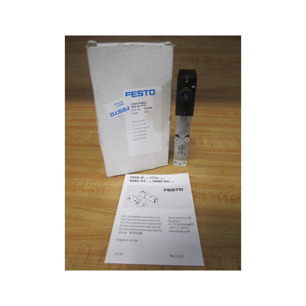 Festo VSVA-B-M52-AZD-A2-1T1L 539184 Solenoid Valve VSVABM52AZDA21T1L