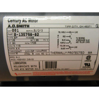 A.O. Smith 801 Motor 8-135790-02 16HP 1725RPM