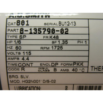 A.O. Smith 801 Motor 8-135790-02 16HP 1725RPM