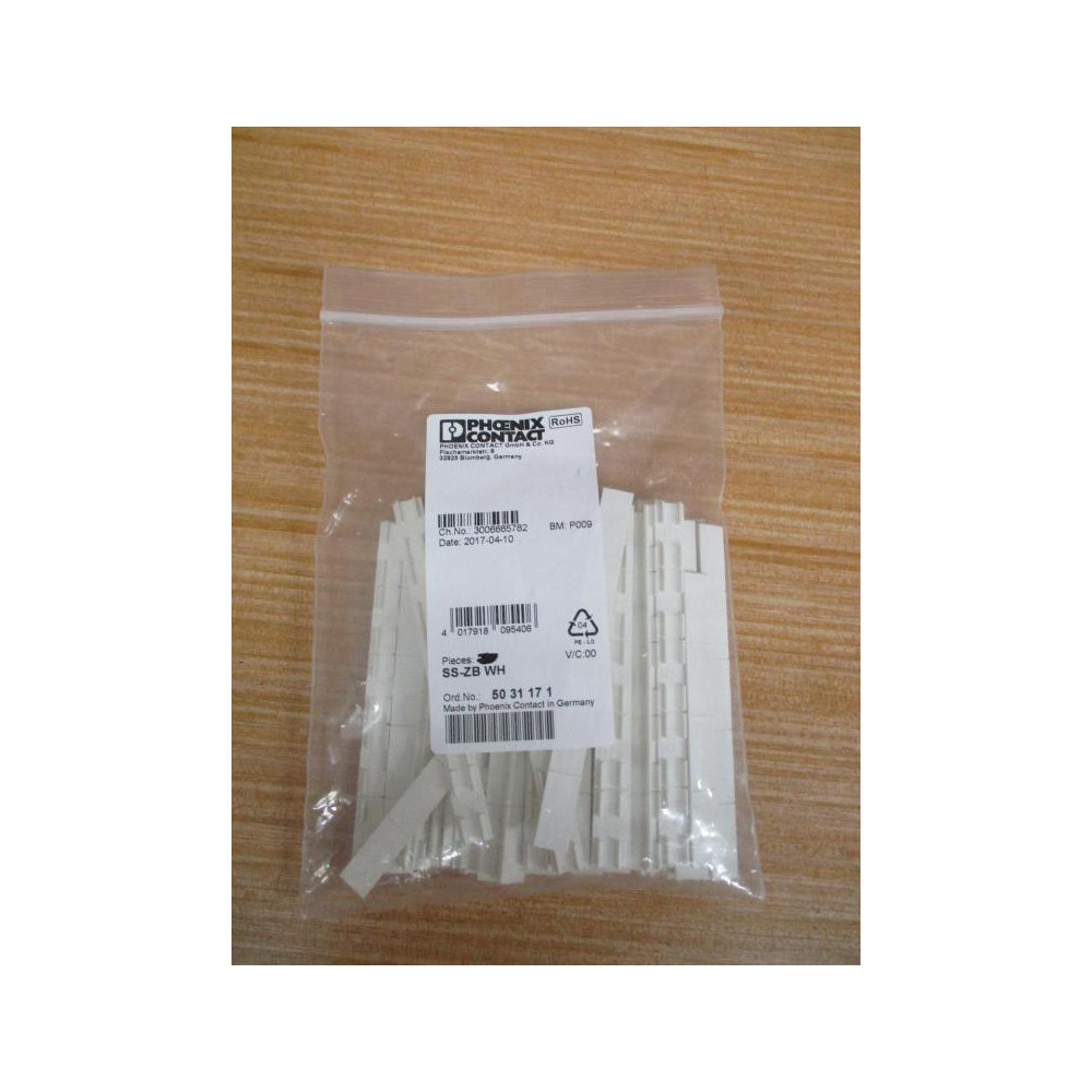 Phoenix Contact SS-ZB WH Contactor Marker 5031171 (Pack of 235) Phoenix Contact SS-ZB WH Contactor Marker 5031171 (Pack of 235)