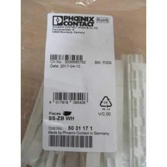 Phoenix Contact SS-ZB WH Contactor Marker 5031171 (Pack of 235) Phoenix Contact SS-ZB WH Contactor Marker 5031171 (Pack of 235)
