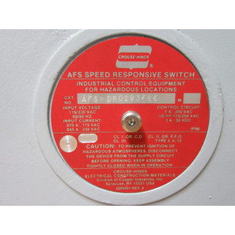 Crouse & Hinds AFS-DR0293586 Speed Response Switch AFSDR0293586 - New No Box