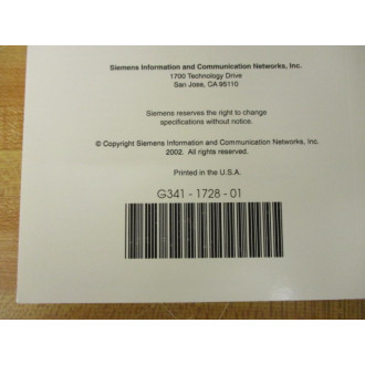 Siemens G341-1728-01 Phone Mail System Guide 6.4 G341172801 - New No Box
