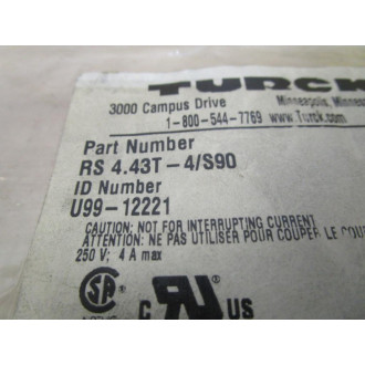 Turck RS 4.43T-4S90 Cordset U99-12221