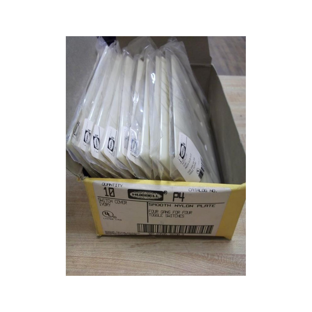 Hubbell P4 Wall Plate Ivory 4 Gang Cover (Pack of 10)