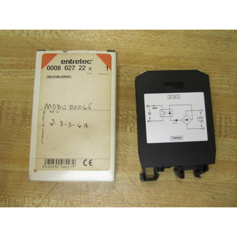 Entrelec OBC0100-220VAC Optocoupler Terminal Block 0008 027 22