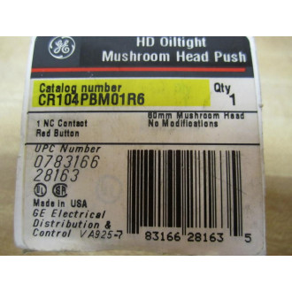 General Electric CR104PBM01R6 Red Push Button