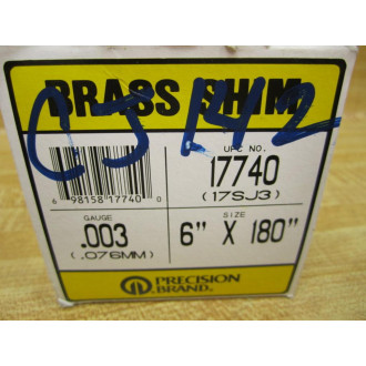 Precision Brand 17740 (17SJ3) Brass Shim 6 x 180