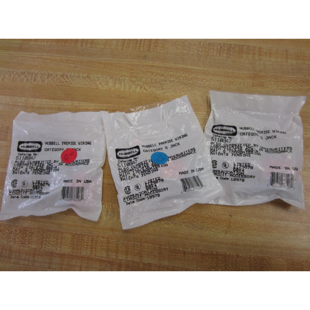 Hubbell 51108A7 Pack Of 3 Category 5 Jacks