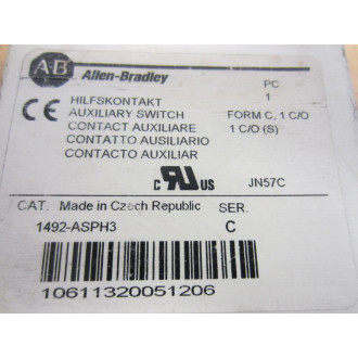 Allen Bradley 1492-ASPH3 Auxiliary Contact 1492ASPH3