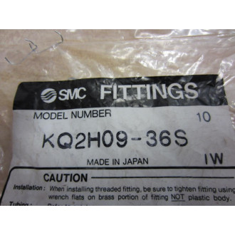 SMC KQ2H09-36S KQ2H0936S Fitting (Pack of 10)