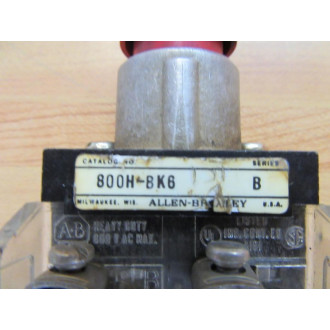 Allen Bradley 800H-BK6 Momentary Push Button 800HBK6 W800T-XA - Used