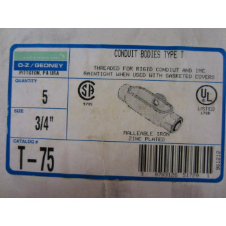 OZ Gedney T-75 Conduit Body T75 (Pack of 5)