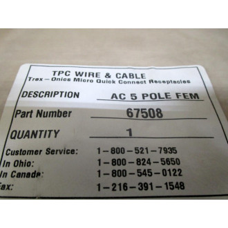 TPC Wire And Cable 67508 Receptacle Cable Assembly