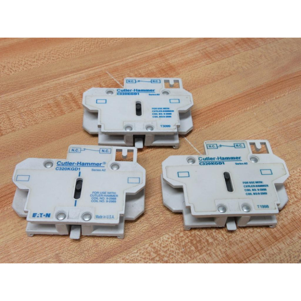 Cutler Hammer C320KGD1 Eaton Auxiliary Contact Series A2 (Pack of 3) - Used