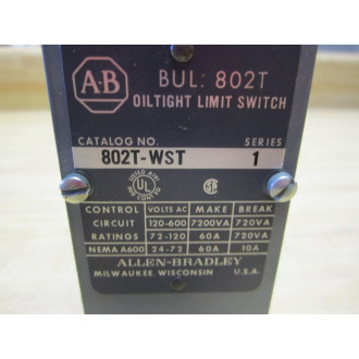 Allen Bradley 802T-WST Limit Switch 802TWST 2 Pole Series 1