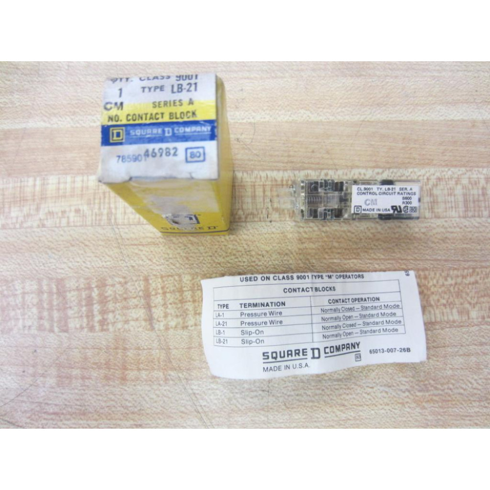 Square D 9001 LB-21 Contact Block 9001LB21 Series A