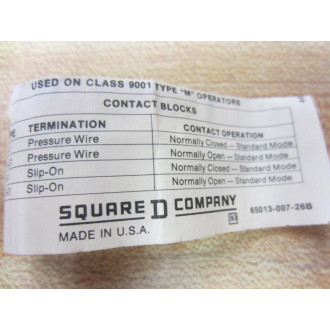 Square D 9001 LB-21 Contact Block 9001LB21 Series A