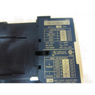 Allen Bradley 100-A12ND31 Contactor 100A12ND31 - Used