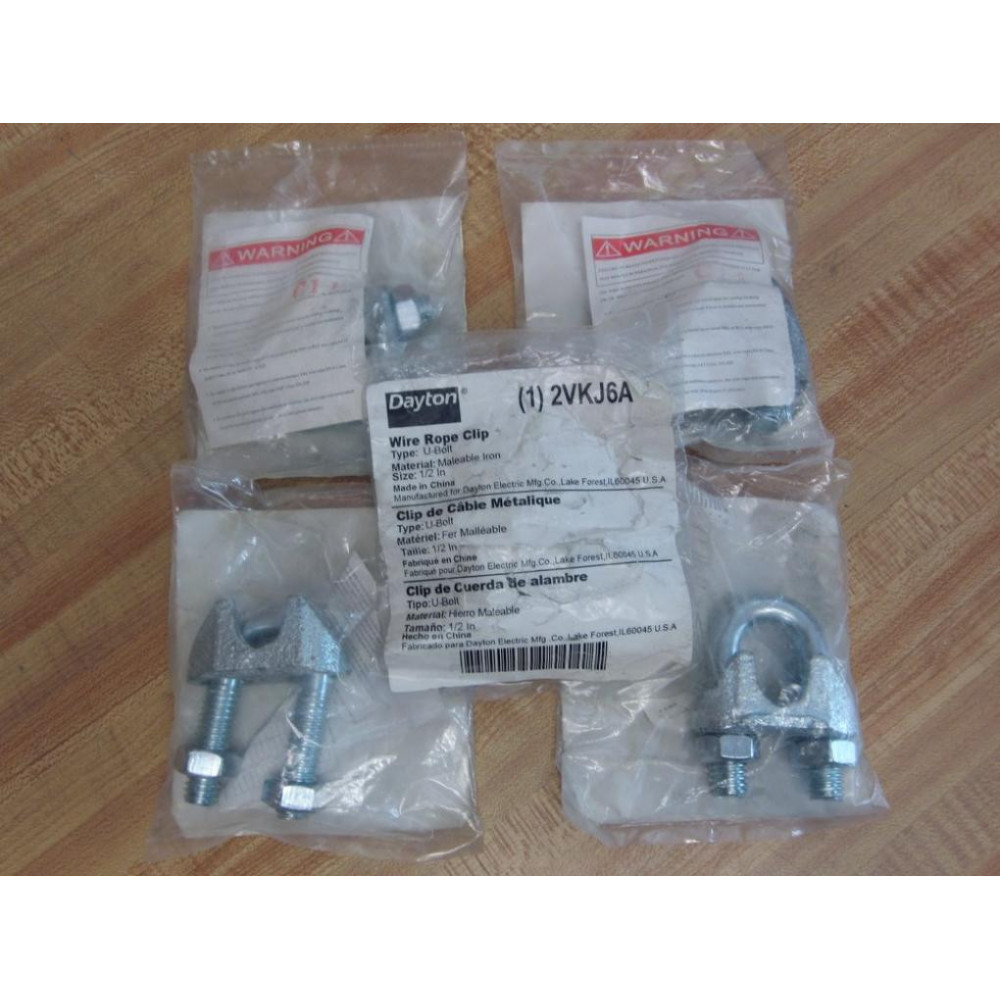 Dayton 2VKJ6A Wire Rope U-Bolt Clip 12" (Pack of 5)