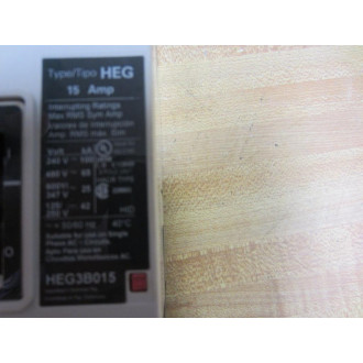 Siemens HEG3B015 Circuit Breaker 15 Amp HEG3B015L - Used