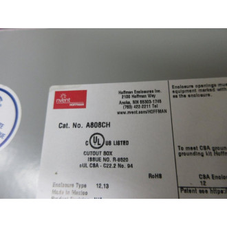 Hoffman A808CH JIC Box Enclosure 54860 8X8X4 W Cable Gland - Used