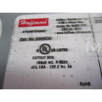 Hoffman A606CH Enclosure A606CH (2) 316 - Used