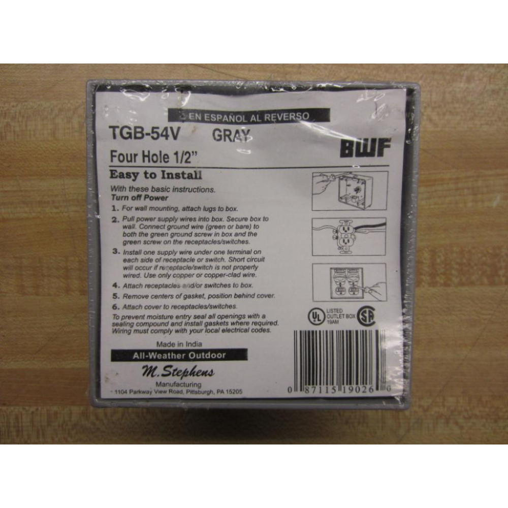 BWF TGB-54V Four Hole 12" Cover