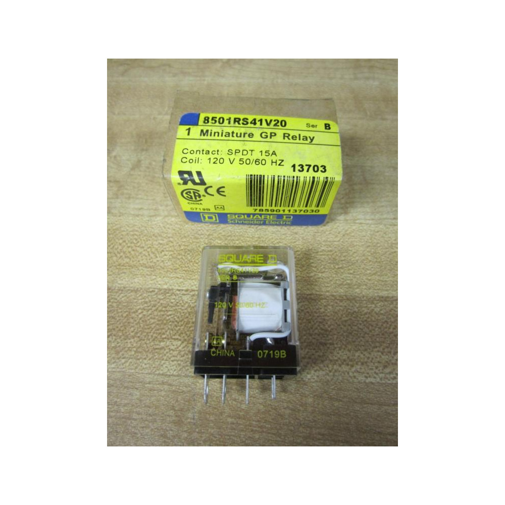 Square D 8501-RS41-V20 Relay 8501RS41V20 SER.B