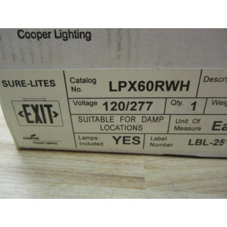 Cooper LPX60RWH Polycarbonate LED Exit Sign