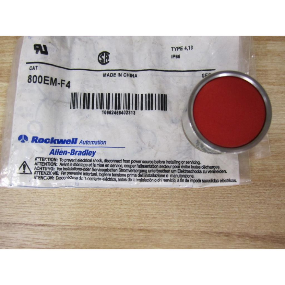 Allen Bradley 800EM-F4 Red Flush Button 800EMF4