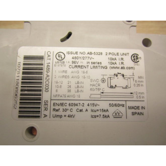 Allen Bradley 1489-A2C030 Circuit Breaker 1489A2C030 Cracked Housing - New No Box