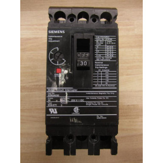 Siemens ED63A030 30A Motor Circuit Interrupter ED63A030L - Used