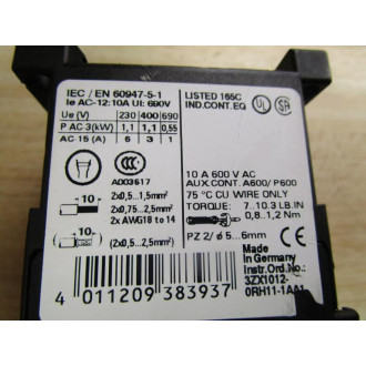 Siemens 3RH1122-1AV60 Control Relay - New No Box