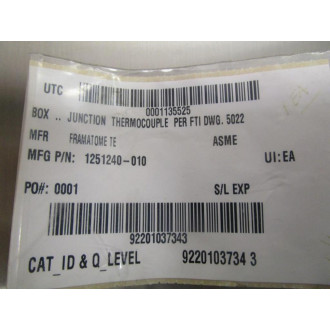 Framatome ANP 1251240-010 Junction Box DR-10 - New No Box