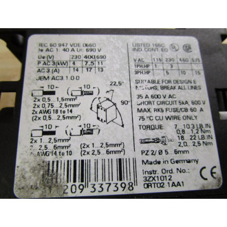 Siemens 3RT1025-1A..0 Contactor - Used