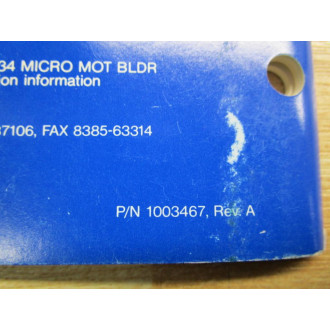 Micro Motion 1003467 Instruction Manual For Model D Sensor - Used