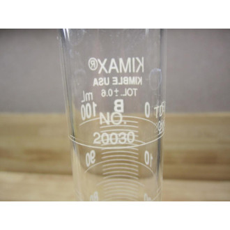 Kimble 20030-100 KIMAX 100mL Class B Glass Cylinder 20030100 - Used
