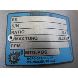 Nord Gear 800533409600 Right Angle Gearmotor Motor Only - New No Box