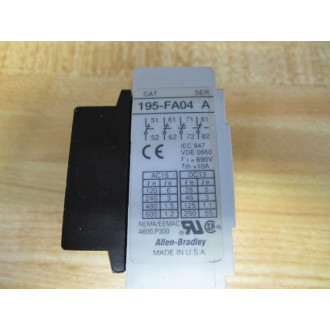 Allen Bradley 195-FA04 Contact Block 195-FAO4 - Used