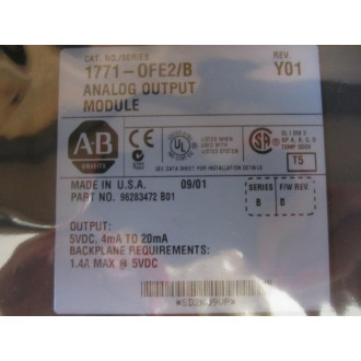 Allen Bradley 1771-OFE2 Module Ser.B, Rev. Y01, FW Rev. B, 96283472 B01