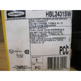 Hubbell HBL2431SW Twist-Lock Watertight Plug