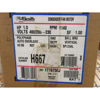 AO Smith 7-177675-02 Fan Motor H667 1HP 1140 RPM