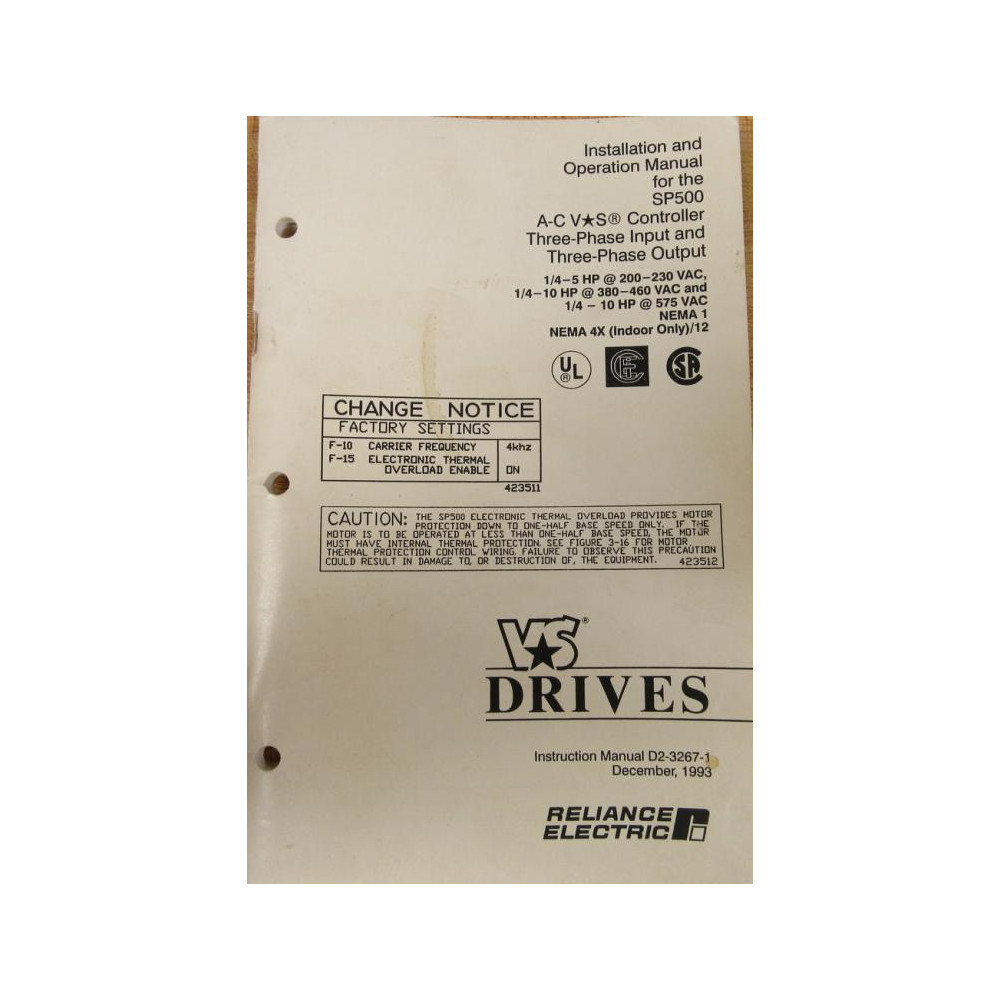 Reliance Electric D2-3267-1 Manual D232671 - Used