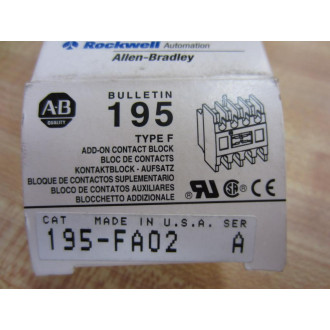 Allen Bradley 195-FA02 Contact Block 195FA02 Series A