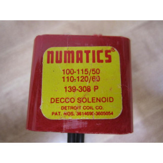 Numatics 139-308 P Solenoid Coil 139308P Red