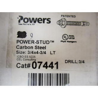 Powers Fasteners 07441 Pack Of 9 Carbon Steel Studs