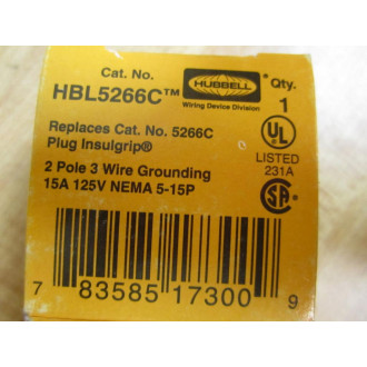 Hubbell HBL 5266C 5266-C Plug Insulgrip 3 Wire